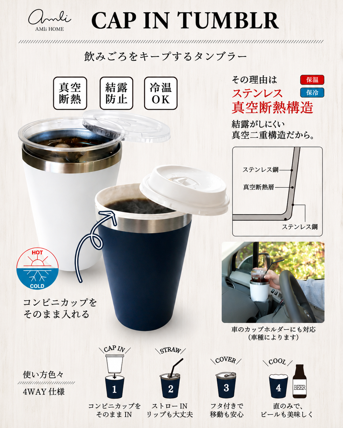 オリジナル 【コーヒータンブラー/カップインホルダー（蓋付き）】 制作
