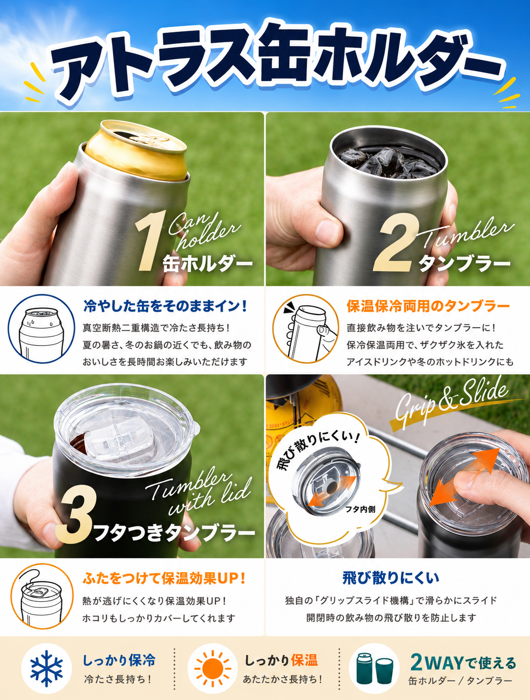 オリジナル 【缶ホルダー サーモス/アトラス(蓋付き)　350/500ml】 制作